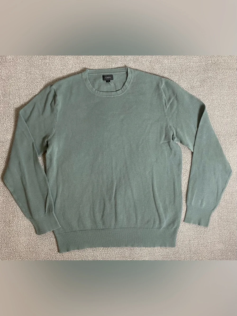 J. Crew Men's Sage Green Crewneck Pullover- Fall Winter Cotton Cashmere Comfort